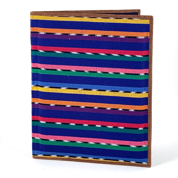 Portfolio notebook with colorful handwoven cotton cover