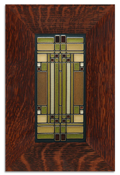 Framed Motawi Tile of Frank Lloyd Wright skylight, brown