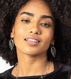 Teardrop silver cable with gold hardware hook earrings by Meghan Patrice Riley