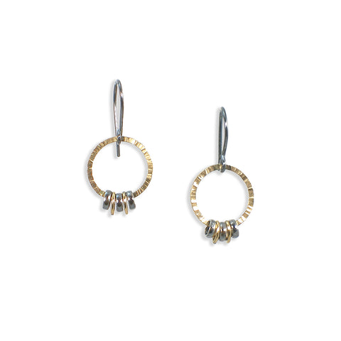 Suzanne Q Evon gold vermeil hammered hoop with rings earrings