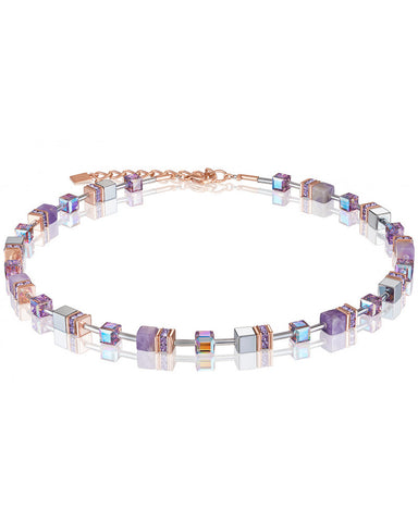 Coeur de Lion amethyst and gold cubes and crystals necklace