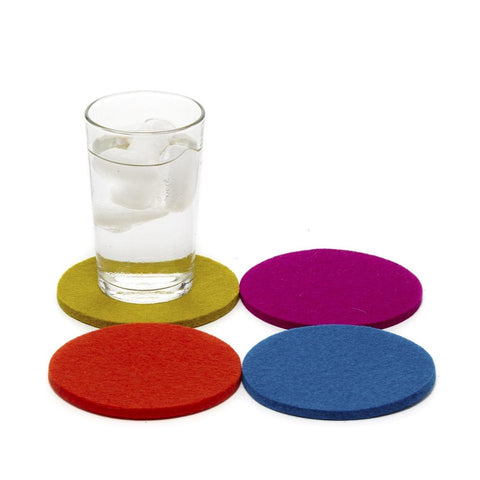 Merino wool felt round coasters, Electric, set of 4