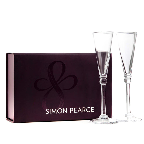Simon Pearce Hartland champagne flutes, set of 2 in gift box
