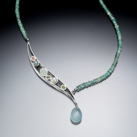 Susan Kinzig silver and gemstone asymmetric necklace