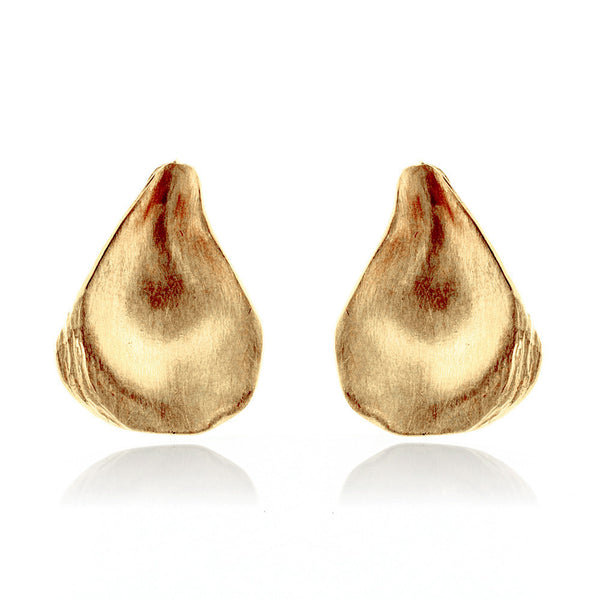 Satin-finish gold vermeil oyster shell post earrings