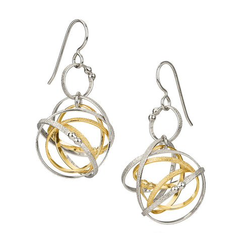 Kathleen Maley silver and gold vermeil Mobius charm drop loop earrings