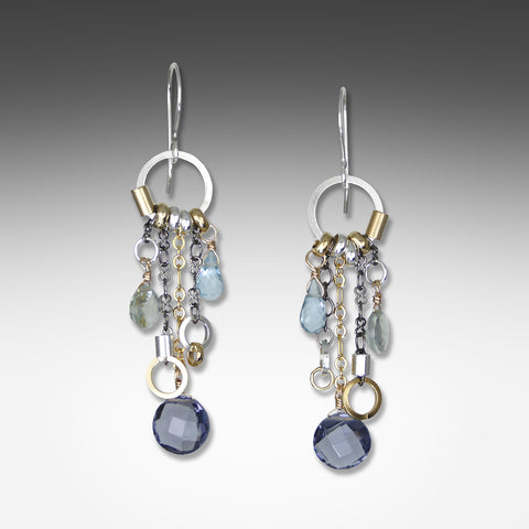 Long drop multi-hue iolite earrings by Suzanne Q Evon