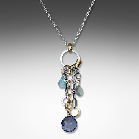 Long drop multi-hue iolite necklace by Suzanne Q Evon