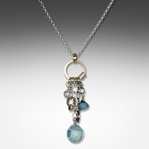 Long drop multi-hue blue topaz necklace by Suzanne Q Evon