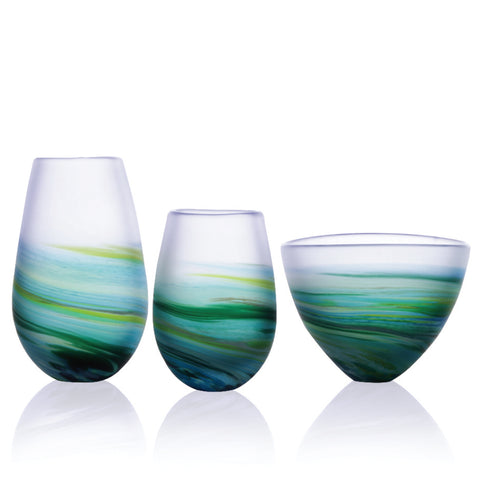 Hand-blown Rockpool collection by Richard Glass in Aqua
