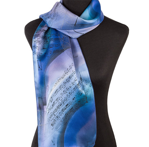 Hand-painted symphony silk scarf