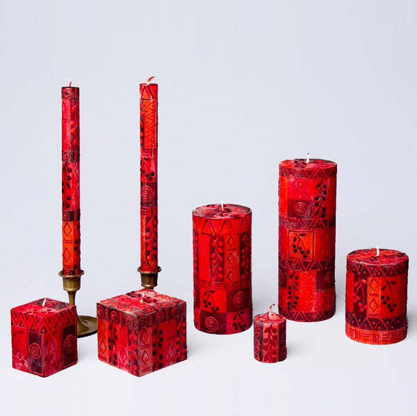 South African Berry Blaze hand-painted dripless candles