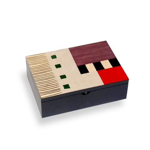 Hand-painted Brazilian wood keepsake box, small rectangle, ladders multi