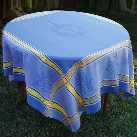 Classic French jacquard linens in blue