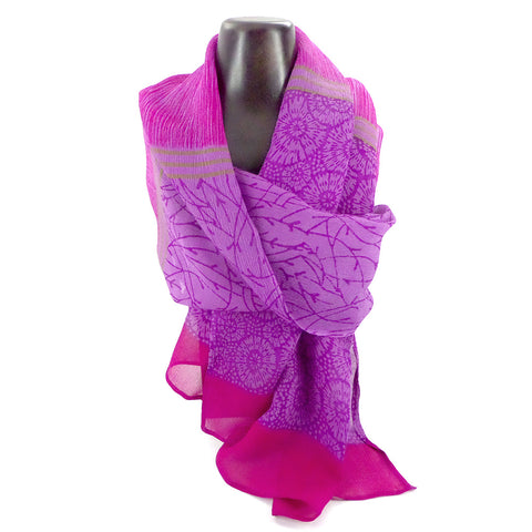 Summer weight silk chiffon scarf, magenta