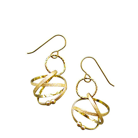 Kathleen Maley silver or gold vermeil small Mobius charm drop loop earrings
