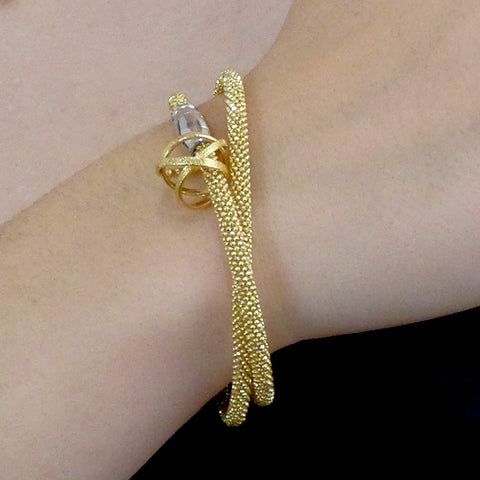 Kathleen Maley woven wrap bracelet with small silver or gold vermeil Mobius charm