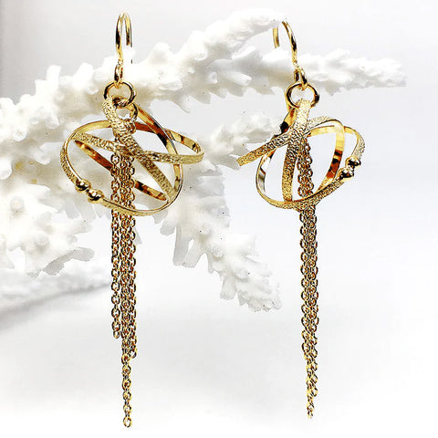 Kathleen Maley gold vermeil Mobius earrings with tassels