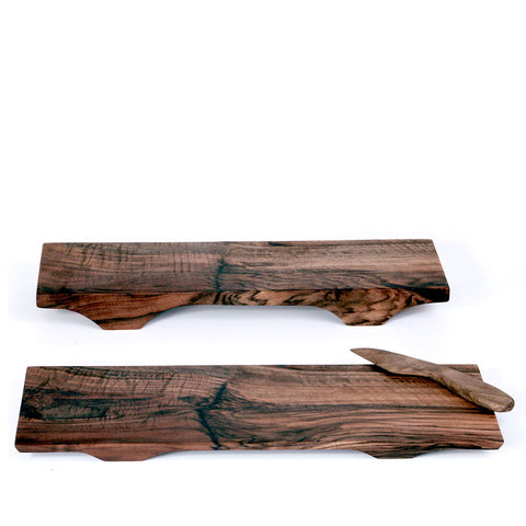 Nicasio Woodworks walnut cheese block with knife