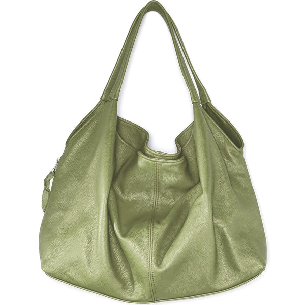 Sven draped leather double strap hobo