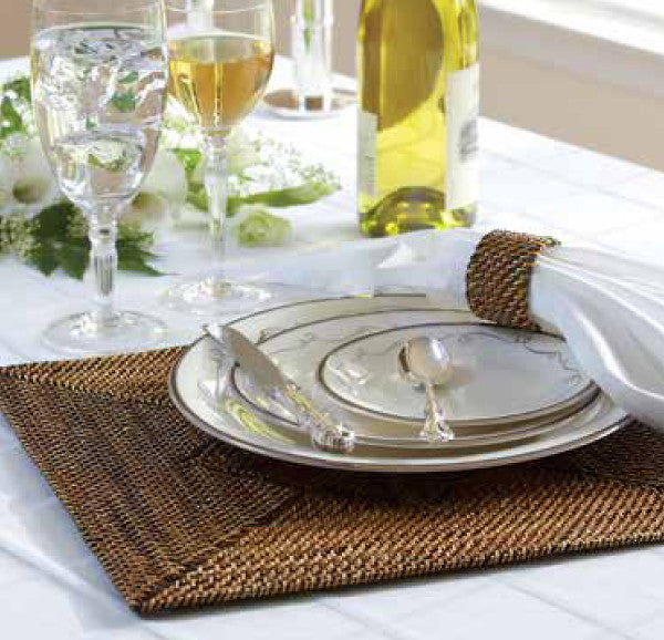 Round woven rattan placemats, set of 4