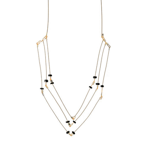 Faceted three strand necklace, spinel on steel hardware by Meghan Patrice Riley
