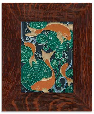 Framed Motawi ceramic tile Koi Pond