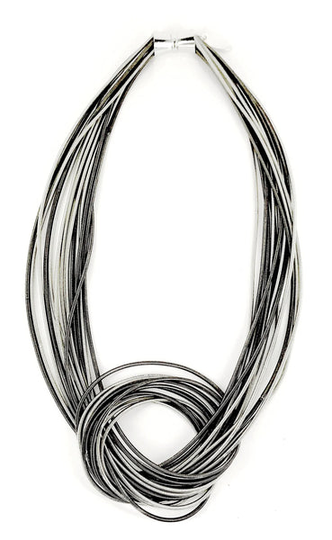 Multi-strand wire necklace with decorative knot