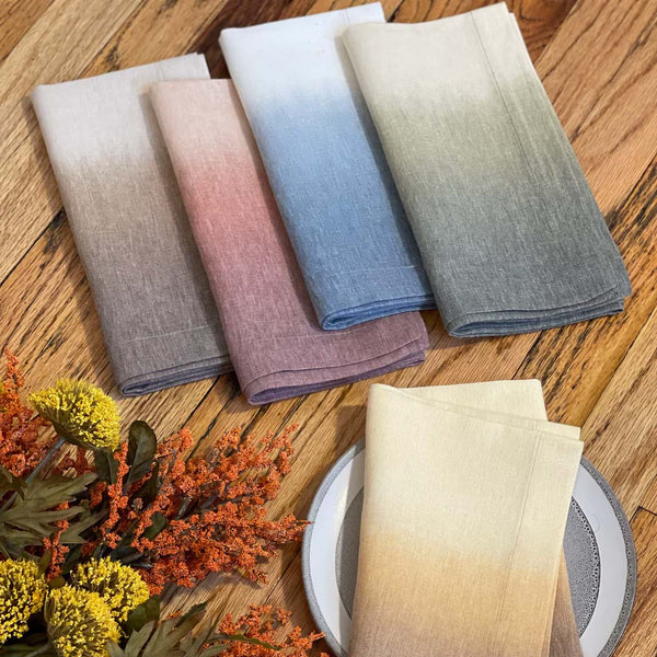 Bodrum Ombre gradient print linen-blend napkins, set of 4