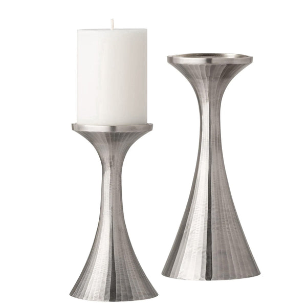 Eleganz ribbed pewter pillar stand