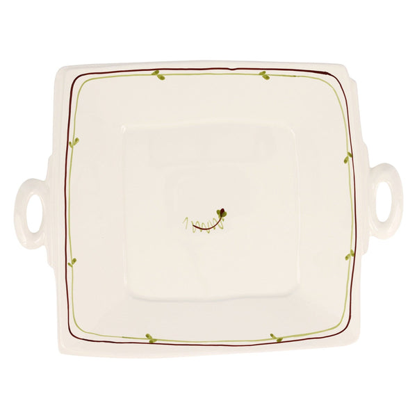 Vietri Lastra Fiori di Bosco Handled Square Platter