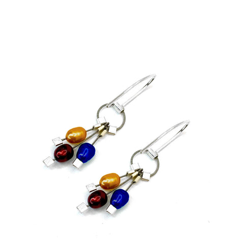 Aerial rainbow and steel hook earrings by Meghan Patrice Riley