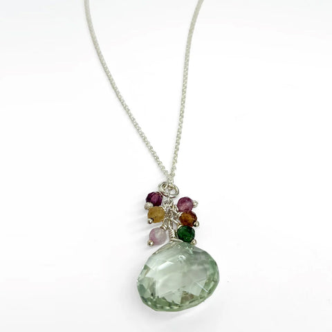 Philippa Roberts necklace, silver green amethyst and multi tourmaline
