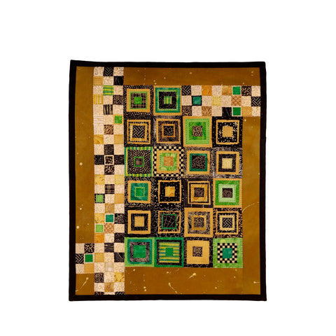 Penny S. Hanscom Textile Collage, Green Squares