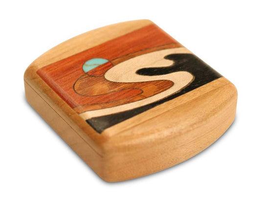 Tiny flat storage box in mixed woods, wave design