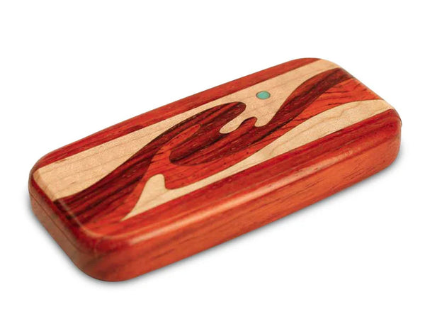 Small flat storage box in mixed woods, wave inlay