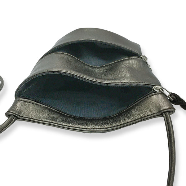 Sven small three-zip leather crossbody bag