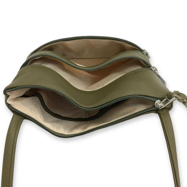 Sven multi-zip leather crossbody bag