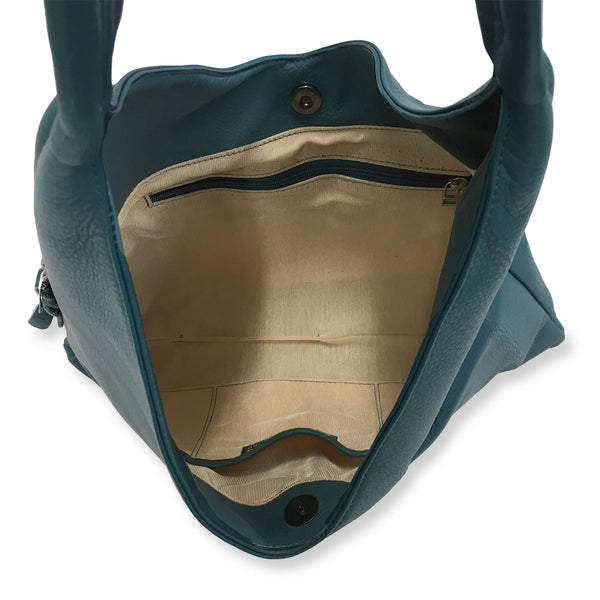 Sven V-top leather hobo with phone pocket