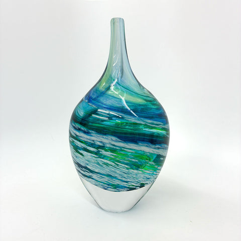 Hand-blown teardrop Merge vase by Richard Glass