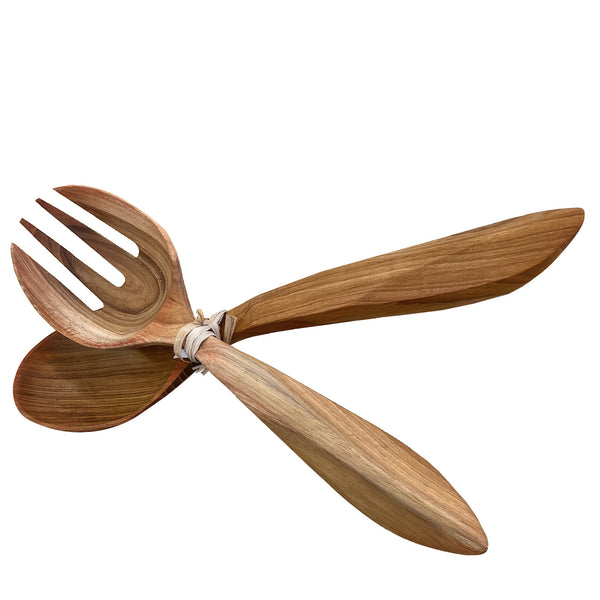 Teak beetail salad servers