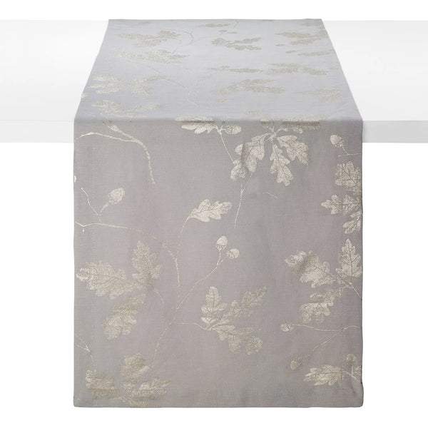 Bodrum Acorn 100% linen metallic print napkins and runners