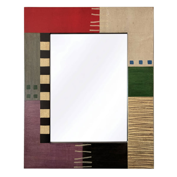 Hand-painted modern Brazilian mirror, multi 16" x 20"