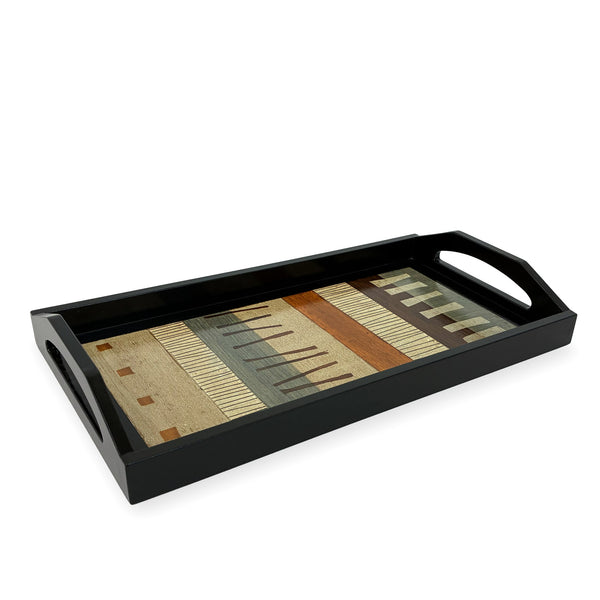 Hand-painted Brazilian wood tray, 8" x 16"
