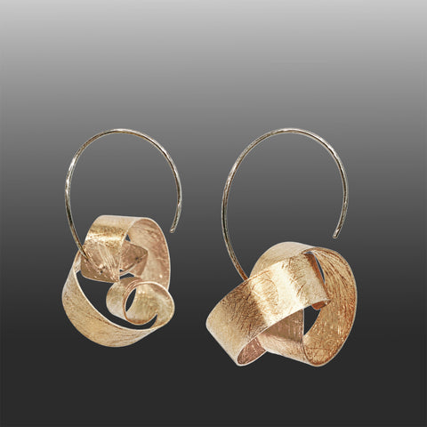 Earrings, large gold vermeil pretzel