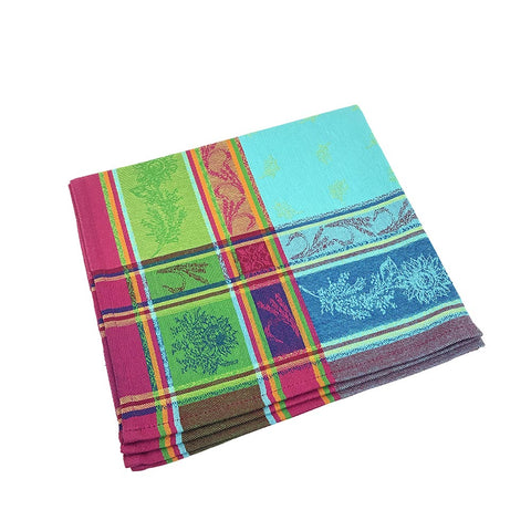 Classic French jacquard napkins, Cezanne turquoise, 100% cotton, set of 4