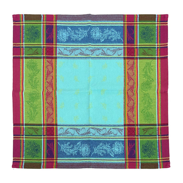 Classic French jacquard napkins, Cezanne turquoise, 100% cotton, set of 4