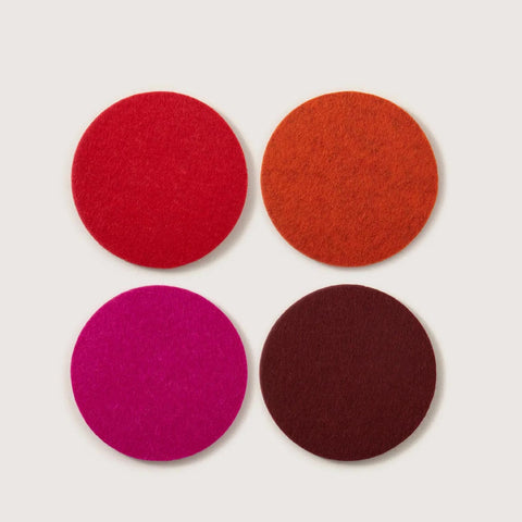 Merino wool felt round coasters, Bordeaux, set of 4