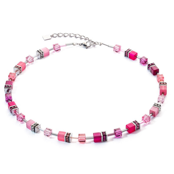 Coeur de Lion Cat Eye fuchsia cubes and crystals necklace