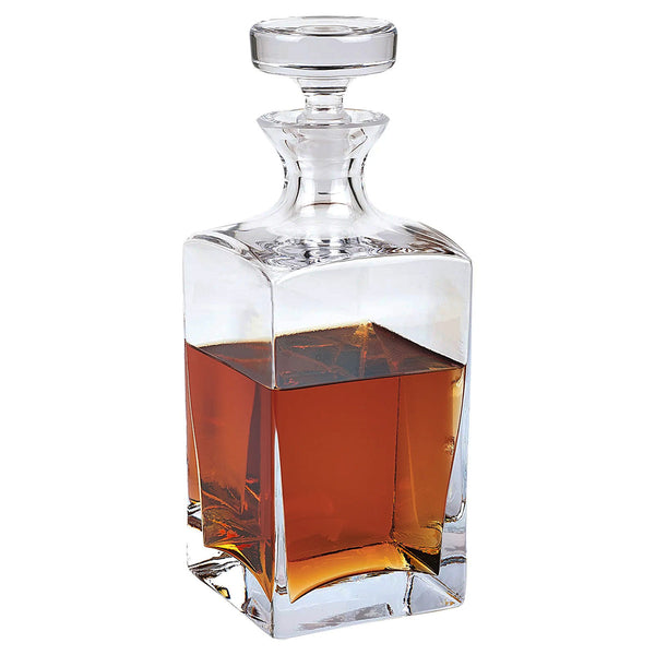 Mouth-blown square decanter in lead-free crystal